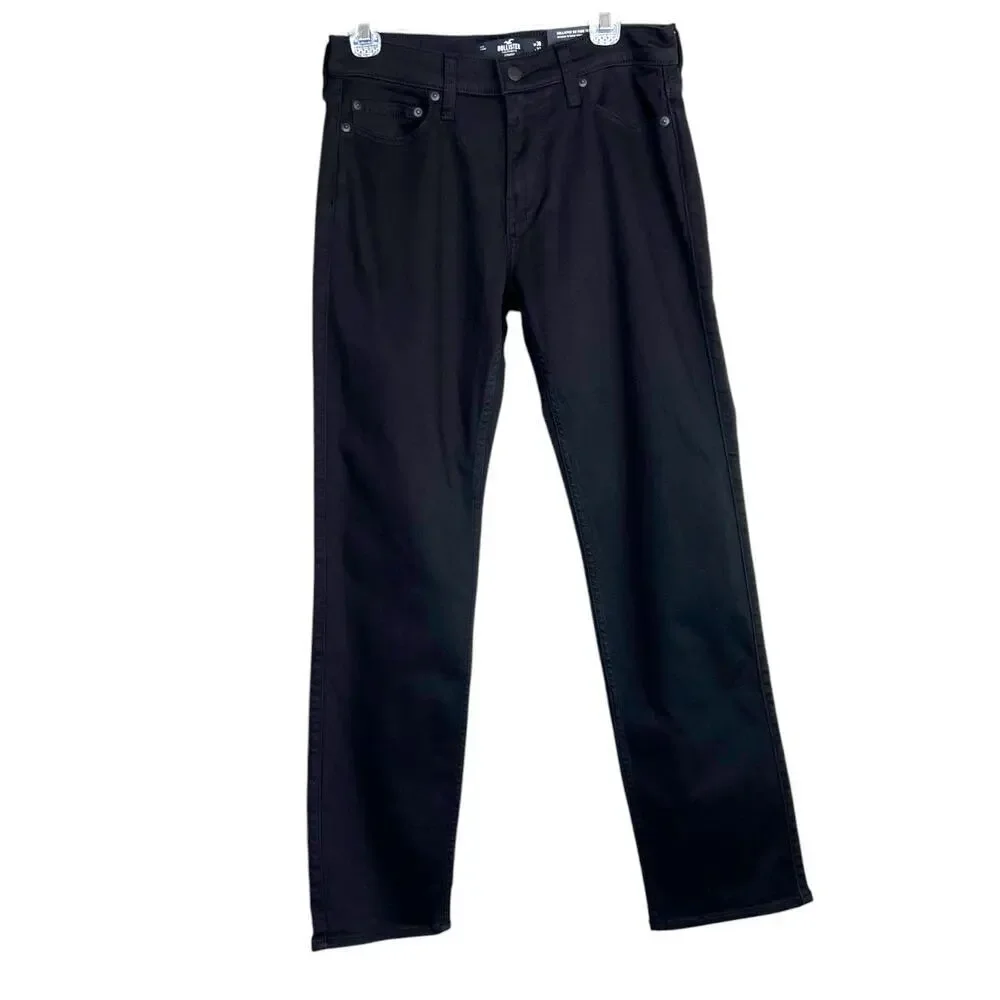 HOLLISTER Men's Straight Leg Jeans No Fade Technology in Black Size W30 L32